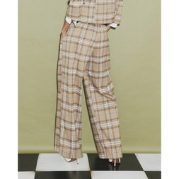 934118- Check Pleat Wide Leg Trousers