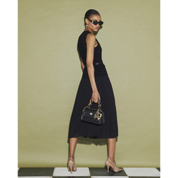 RI Black Belted Pleat Hem Midi Dress £66 2