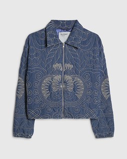 RI Blue Denim Embroidered Quilted Bomber Jacket £69