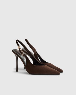 RI Brown Faux Suede Sling Back Court Heels £39