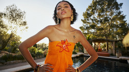 RI Orange Bandeau Crochet Flower Dress £69 2