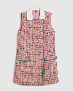 RI Pink Collared Boucle Whipstitch Mini Dress £72