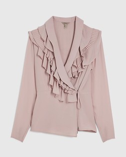 RI Pink Long Sleeve Wrap Ruffle Blouse £59