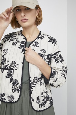 Beige Linen Look Cap &pound;8, Monochrome Print Quilted Jacket &pound;32, Khaki Poplin Midaxi Dress &pound;22