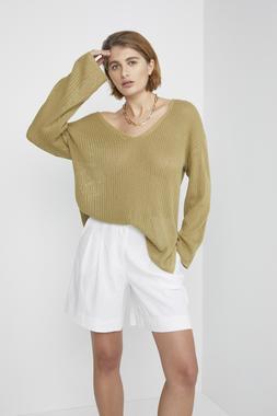 Green Pointelle Stitch Jumper &pound;22, White Linen Shorts &pound;16