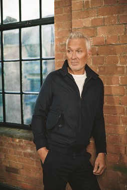 MK x Union Works Navy Straight Leg Chinos, &pound;22, MK x Union Works White Logo Pocket Tee &pound;12 & MK x Union Works Navy Harrington Jacket, &pound;46