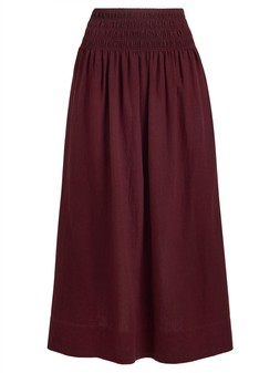 Tu Burgundy Linen Rich Shirred Waist Full Skirt Co‑ord, £26