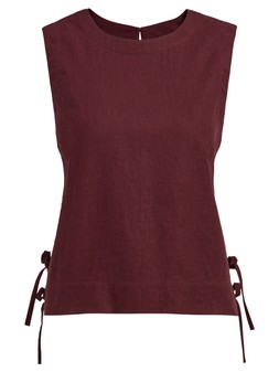 Tu Burgundy Linen Rich Side Tie Shell Co‑ord, £16