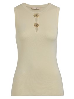 Tu Cream Cut‑Out Gold Sun Button Vest, £16