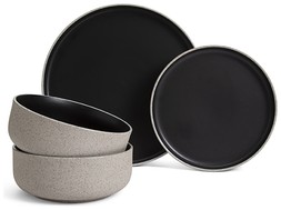 Habitat matte raw edge 12pc dinner set black, £38, 2652377 1