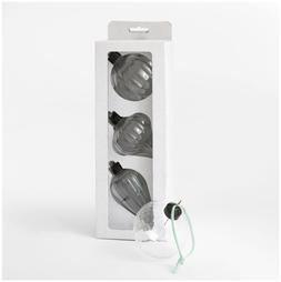 Habitat 3-pack Baubles - Ribbed Smoked Glass (mixed shapes), 5029079, £10