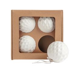 Habitat 4pk White Flocked Baubles, £4, 144518191