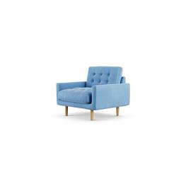 Habitat Fenner Armchair Velvet Sky Blue Ash Leg 2
