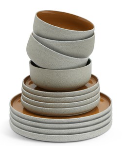 Habitat Gloss Raw Edge 12pc Dinner Set Camel, £X,4072182 2