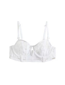 Autograph Savannah Lace Wired Longline Balcony Bra (A-E), White, £24