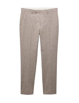 M&S Slim Fit Linen Blend Stretch Suit Trousers, Brown Mix, £55