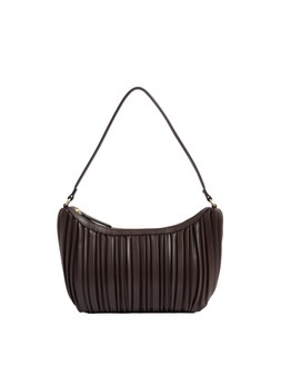 M&S Collection Faux Leather Pleated Shoulder Bag Chocolate £29.50