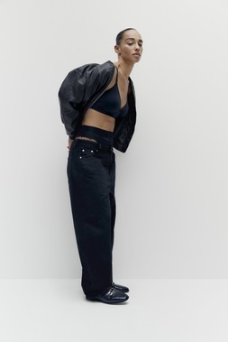 M&S Collection Flexifit Lace Wired Push-Up Bra A-E £22, Body by M&S 3pk Flexifit Lace Thongs £16, M&S Collection Lyocell Blend Wide Palazzo Leg Jeans £45 (2)