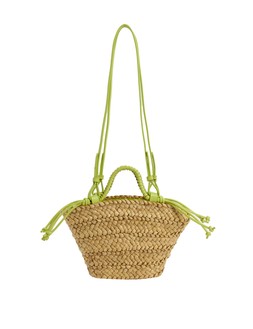M&S Collection Straw Woven Mini Basket Shoulder Bag Lime Mix £39.50