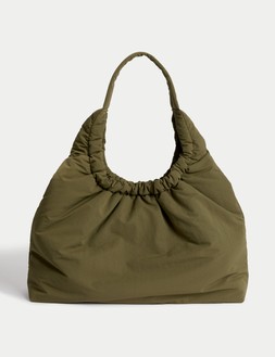 M&S Khaki Gathered Nylon Shoulder Bag £25